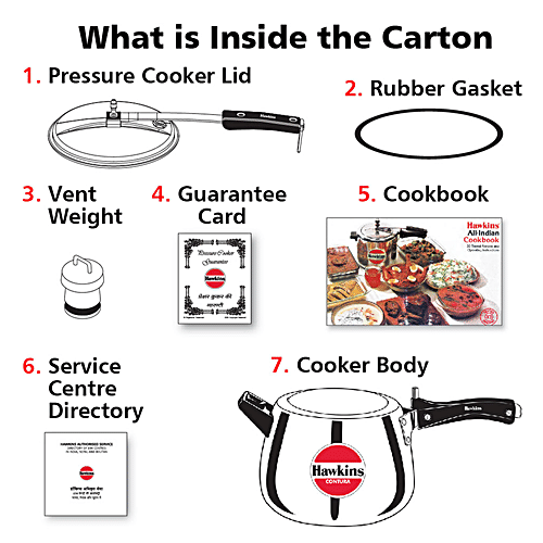 Hawkins Contura Aluminium Inner Lid Pressure Cooker - With Handle, Silver, HC65, 6.5 L  