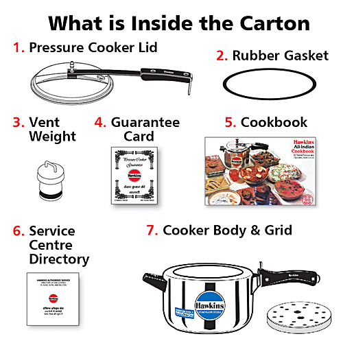 Hawkins Stainless Steel Inner Lid Pressure Cooker - Induction Base, With Handle, Silver, HSS40, 4 L