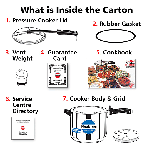 Hawkins Stainless Steel Inner Lid Pressure Cooker - Induction Base, With Handle, Silver, HSS60, 6 L