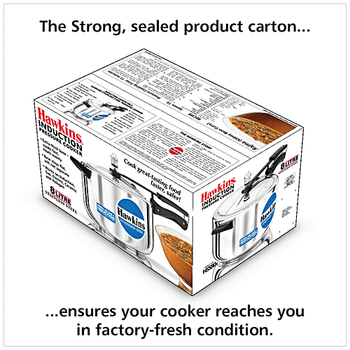 Hawkins Stainless Steel Inner Lid Pressure Cooker - Induction Base, With Handle, Silver, HSS80, 8 l  