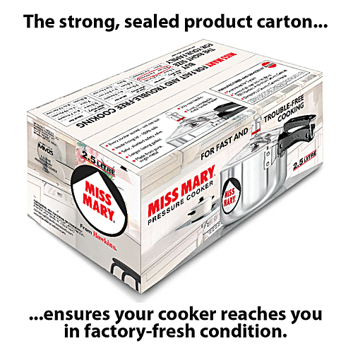 Hawkins Miss Mary Aluminium Inner Lid Pressure Cooker - With Handle, Silver, MM25, 2.5 l