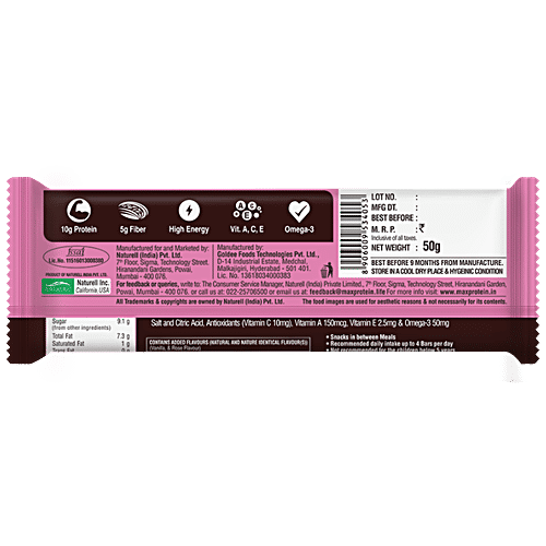RiteBite Max Protein Daily Fruit & Nut Bar - With 10 g Protein, 50 g (Pack of 6) 