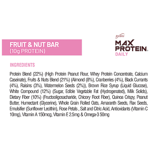 RiteBite Max Protein Daily Fruit & Nut Bar - With 10 g Protein, 50 g (Pack of 6) 