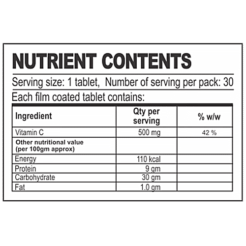 Bionova Richcee Vitamin C 500mg Tablets - Non-Acidic, 30 pcs  