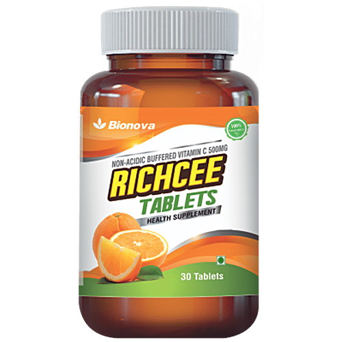 Bionova Richcee Vitamin C 500mg Tablets - Non-Acidic, 30 pcs  