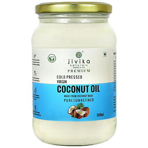 Jivika Naturals Cold Pressed Virgin Coconut Oil - Pure, Unrefined, Non-GMO, For Skin & Hair Care, 500 ml  