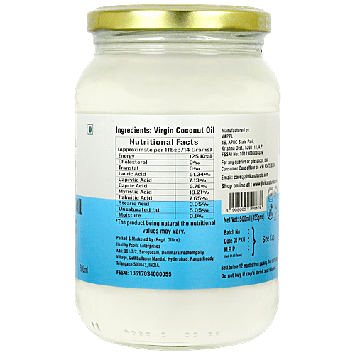 Jivika Naturals Cold Pressed Virgin Coconut Oil - Pure, Unrefined, Non-GMO, For Skin & Hair Care, 500 ml  