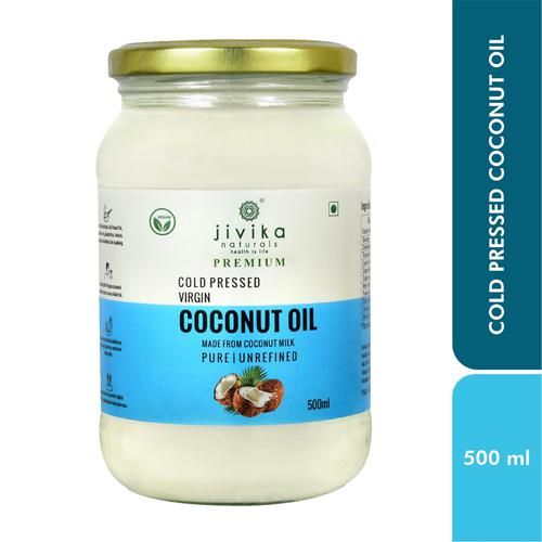 Jivika Naturals Cold Pressed Virgin Coconut Oil - Pure, Unrefined, Non-GMO, For Skin & Hair Care, 500 ml  