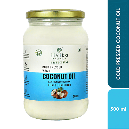 Jivika Naturals Cold Pressed Virgin Coconut Oil - Pure, Unrefined, Non-GMO, For Skin & Hair Care, 500 ml  