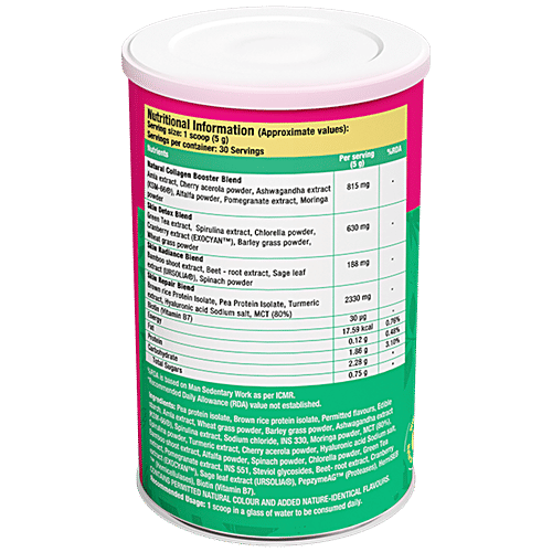 Chicnutrix Skin Superfood - Advanced Plant Based Formula, Blueberry & Lemon Flavour, 150 g (30 Servings) 