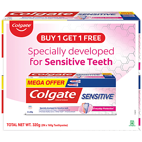 Colgate Sensitive Anticavity Toothpaste - Everyday Protection, 160 g (Pack of 2) 