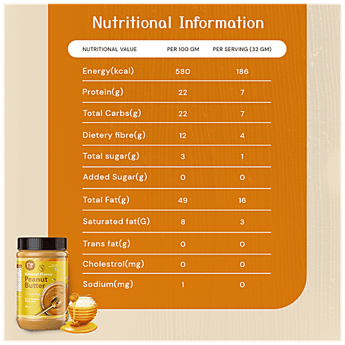 Fit Natural Honey Peanut Butter Crunchy, 460 g