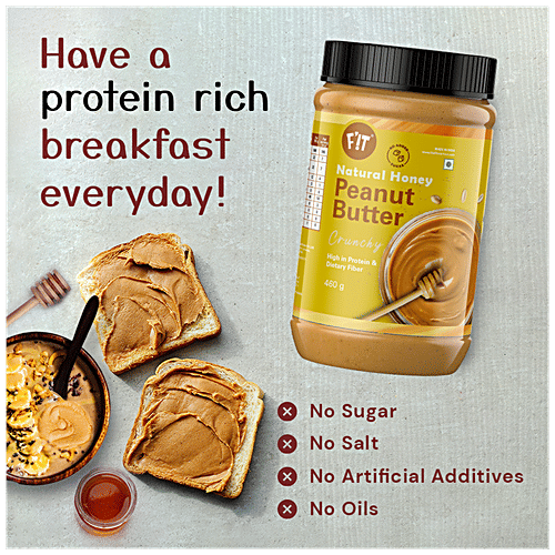 Fit Natural Honey Peanut Butter Crunchy, 460 g