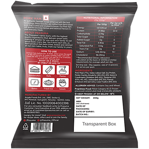 Prasuma Frozen Pork Ham, 200 g  