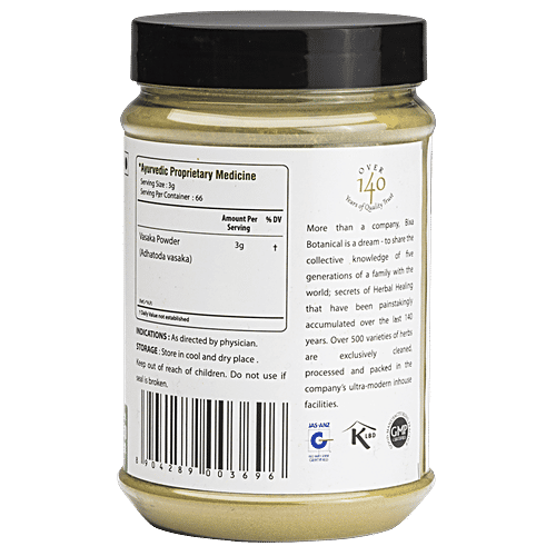 Bixa Botanical Vasaka Leaves Powder - Supports Healthy Respiratory Function & As Bronchodialator, 200 g  