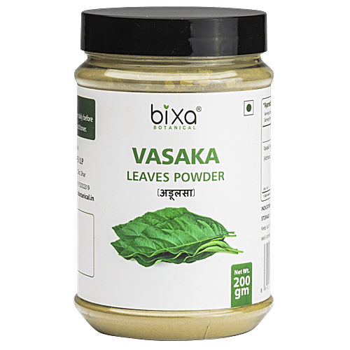 Bixa Botanical Vasaka Leaves Powder - Supports Healthy Respiratory Function & As Bronchodialator, 200 g  