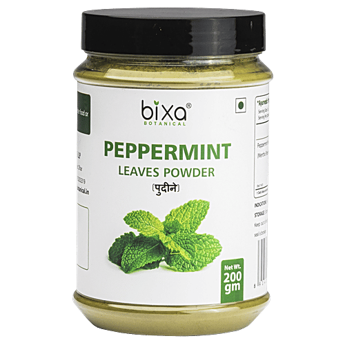 Bixa Botanical Peppermint Leaves Powder - Useful To Relieve Spasm & Pain In Intestines, 200 g  