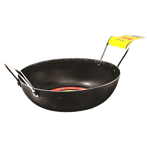 Buy Trm Pure Iron Kadai Flat Bottom, 25 cm, with Handle Online at