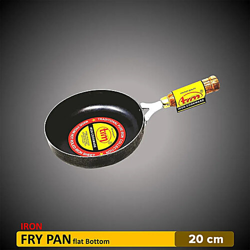 Trm Pure Iron Fry Pan - Flat Bottom, 20 cm , with Handle, 1 pc  