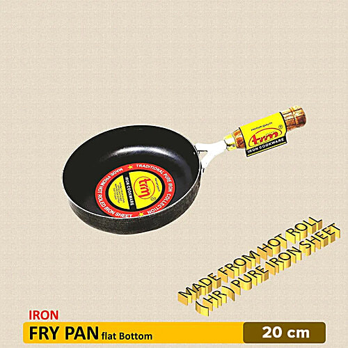 Trm Pure Iron Fry Pan - Flat Bottom, 20 cm , with Handle, 1 pc  