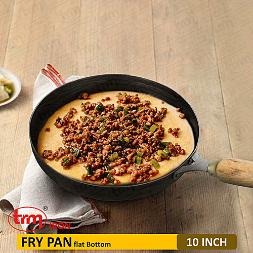 Trm Pure Iron Fry Pan - Flat Bottom, 26 cm , with Handle, 1 pc