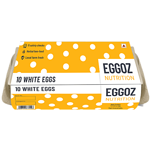 Buy Eggoz White Farm Fresh Eggs Omega 3 Rich With No DDGS, Hormone