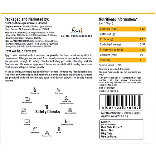 Eggoz Farm Fresh White Eggs, 30 pcs  