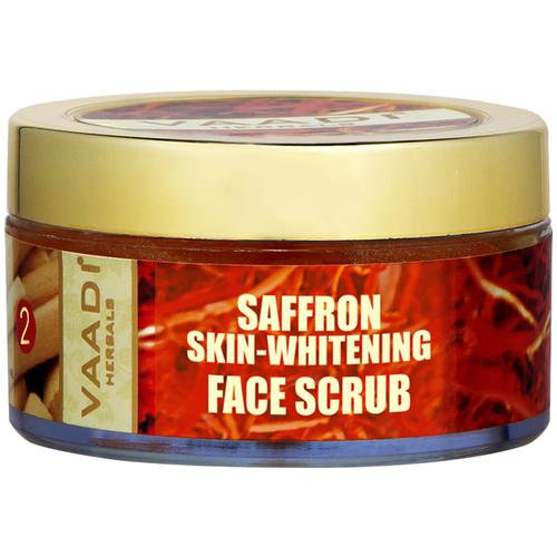 Vaadi Saffron Skin-Whitening Face Scrub - With Walnut Scrub & Cinnamon Oil, 50 g  