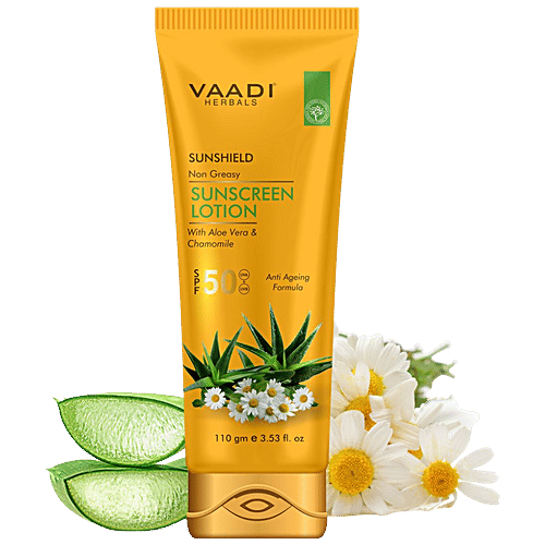 Vaadi Sunscreen Lotion SPF-50 - With Aloe Vera & Chamomile, 110 ml  