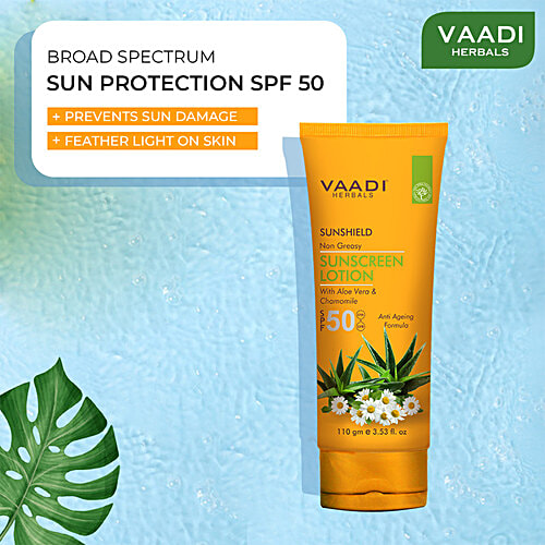 Vaadi Sunscreen Lotion SPF-50 - With Aloe Vera & Chamomile, 110 ml  
