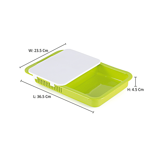 Joyo Chop N Store Shopping Board - With Tray & Strainer, Tough Durable, Green, 1 pc