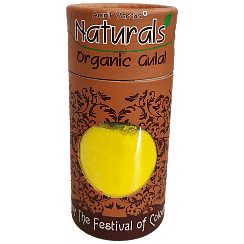 Amrit Varsha Holi Colours - Naturals Organic Gulal, Yellow, 100 g  