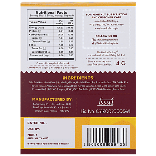 The Health Factory Protein Bread - Whole Wheat, 270 g  