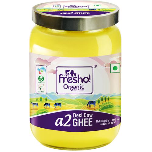 fresho! Organic A2 Desi Cow Ghee, Rich Aroma, Traditional Bilona Method, 500 ml  