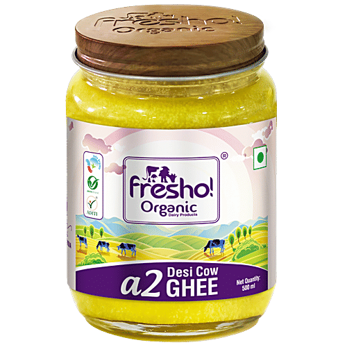 fresho! Organic A2 Desi Cow Ghee, Rich Aroma, Traditional Bilona Method, 500 ml  