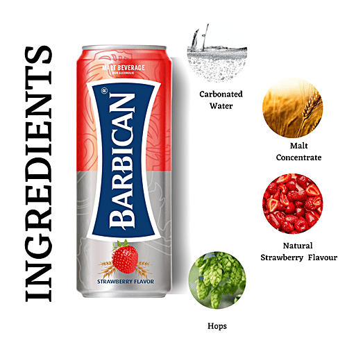 Barbican Non-Alcoholic Beer Can - Malt Beverage, Strawberry Flavour, 250 ml