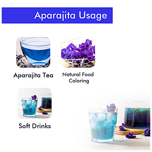 Nattfru Herbal Aparajita Tea Powder - Blue Pea Pure Petals, 0.75 g (3 Sachets x 0.25 g Each) 