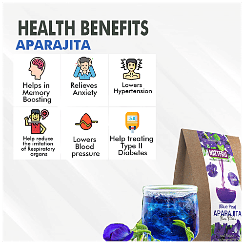Nattfru Herbal Aparajita Tea Powder - Blue Pea Pure Petals, 0.75 g (3 Sachets x 0.25 g Each) 