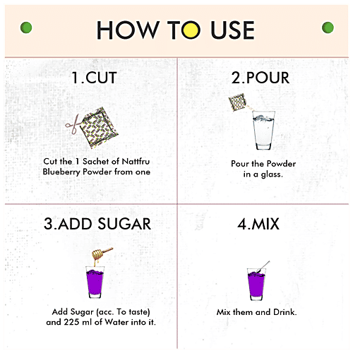 Nattfru Blueberry Fruit Juice Powder - Real Fruit Only, No Added Sugar, 45 g Sachet 