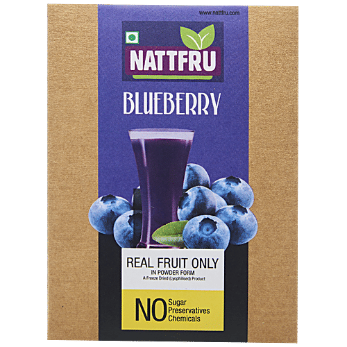 Nattfru Blueberry Fruit Juice Powder - Real Fruit Only, No Added Sugar, 45 g Sachet 