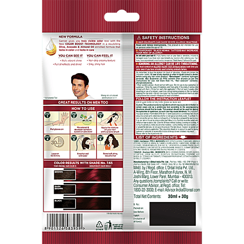 Garnier Hair Colour - Colour Naturals Creme Riche Sachet, 60 g Shade 7.65, Raspberry Red 