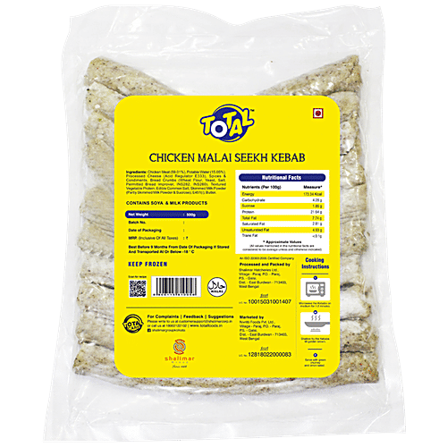 Total Chicken Malai Sheekh Kebab, 500 g Pouch