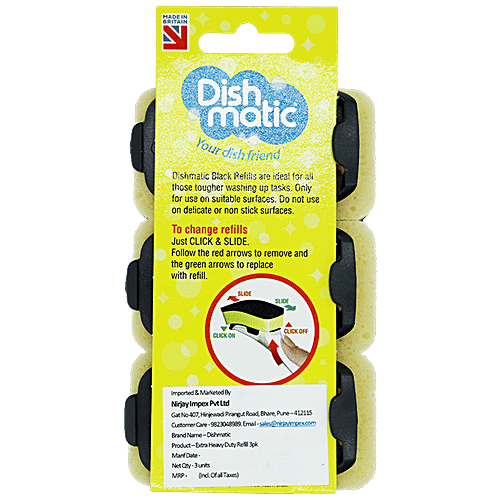 Dishmatic Extra Heavy Duty Refill for Dish Wand, 3 pcs  