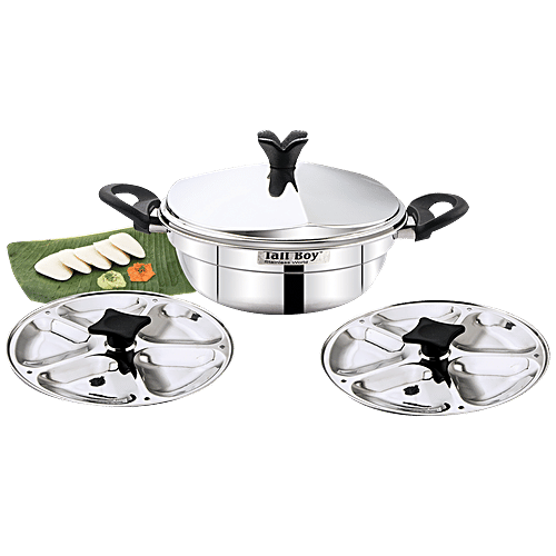 Buy Tallboy Stainless Steel Multi Kadai Idli Maker 2 Plates,10 Idlis, Induction Base, Bakelite
