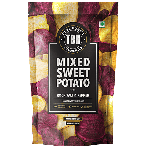 To Be Honest Mixed Sweet Potato With Rock Salt & Pepper, 75 g  Gluten Free, Vacuum Cooked, Real Vegetable Snack