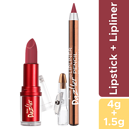 Eyetex Dazller Lipstick - Matte, 4 g (With Free Inside Eyetex Dazller Lipliner Pencil, 1.5g - DLL121) 