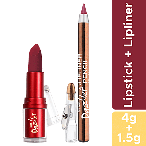 Eyetex Dazller Lipstick - Matte, 4g (With Free Inside Eyetex Dazller Lipliner Pencil, 1.5g - DLL138) 