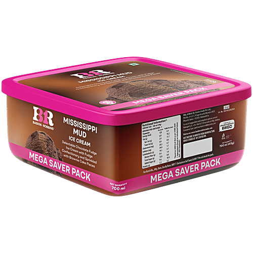 Baskin Robbins Mississippi Mud Ice Cream, 700 ml Tub Delectable Chocolate Fudge
 Sprinkled with Brownie Pieces