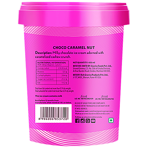 Baskin Robbins Choco Caramel Nut Ice Cream, 450 ml Tub