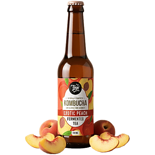 Toyo Kombucha Non-Alcoholic Exotic Peach Fermented Tea, 330 ml  Guilt-free Escape
 Exotic Peach Flavour
 Healthy Alternative